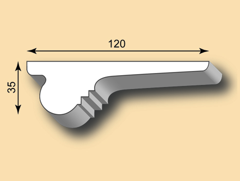 Stuckleiste SL120-02 aus Gips / Stuckprofil Echtstuck / Stuck-Dekor